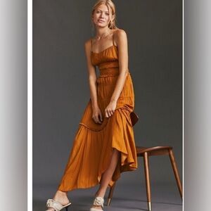 Anthropologie Orange Midi Dress